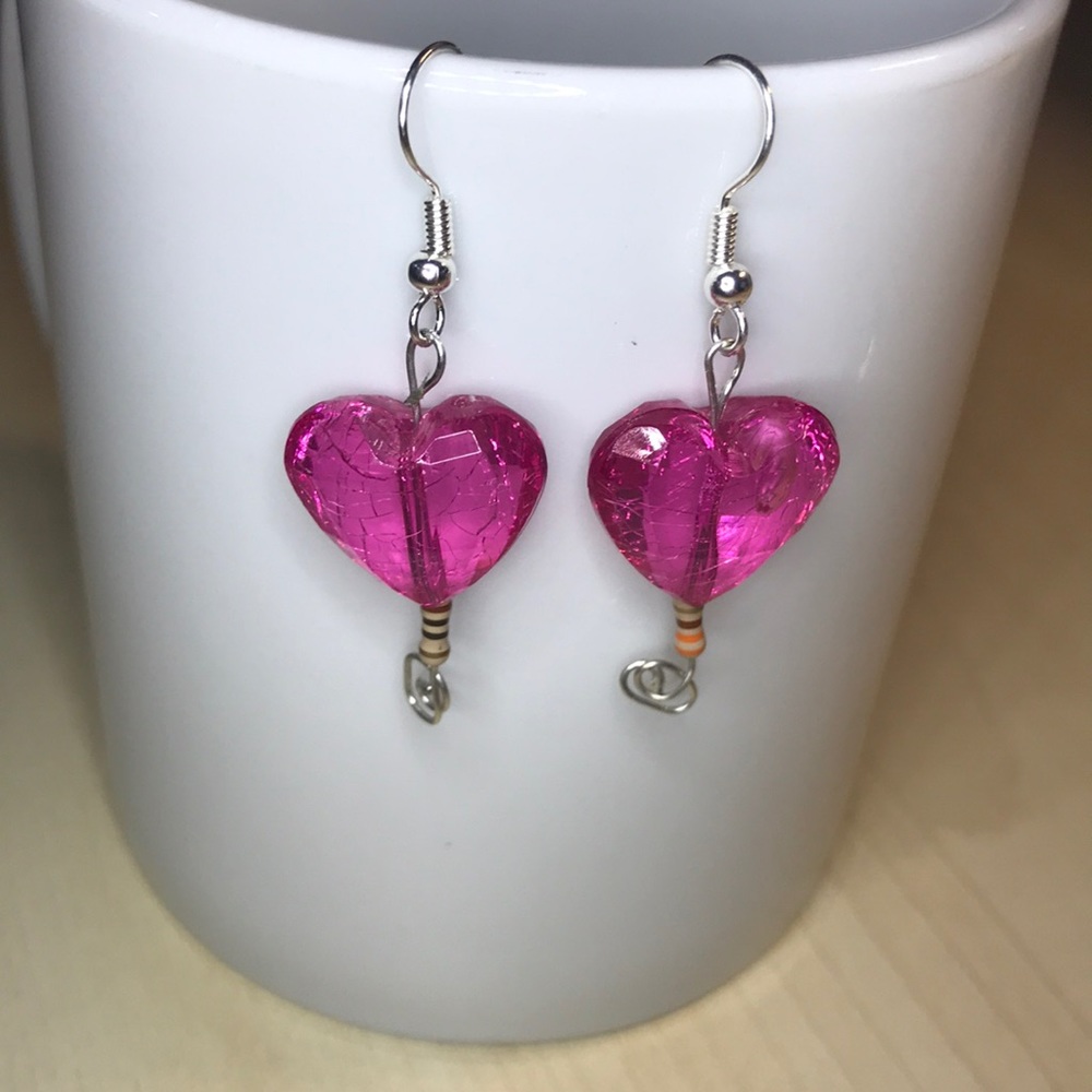 New Amber candy heart earrings 1.5 inch handmade